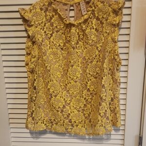 Anthropologie Dolan Yellow Ruffled Embellished Blouse